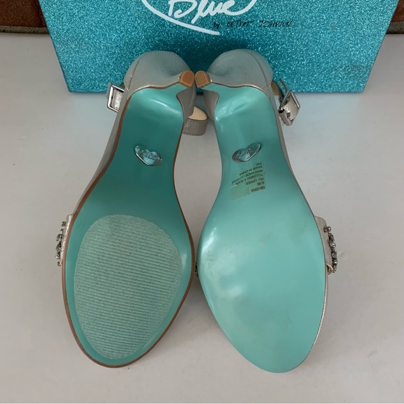 Betsey Johnson Womens Gina Silver Jeweled High Heel Sandals Size US 9.5 M MINT - Picture 5 of 8